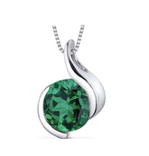 Silver Pendant with Emerald- 18" Chain